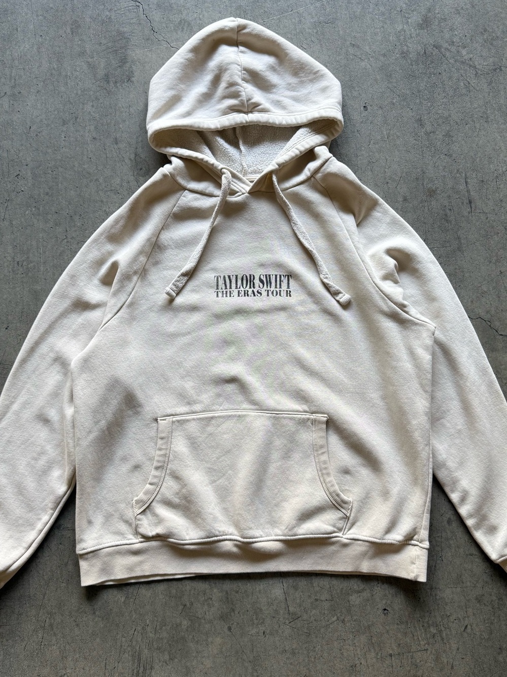 Eras Tour Sweatshirt Like New Cream Hoodie Size M Front and Back Graphic